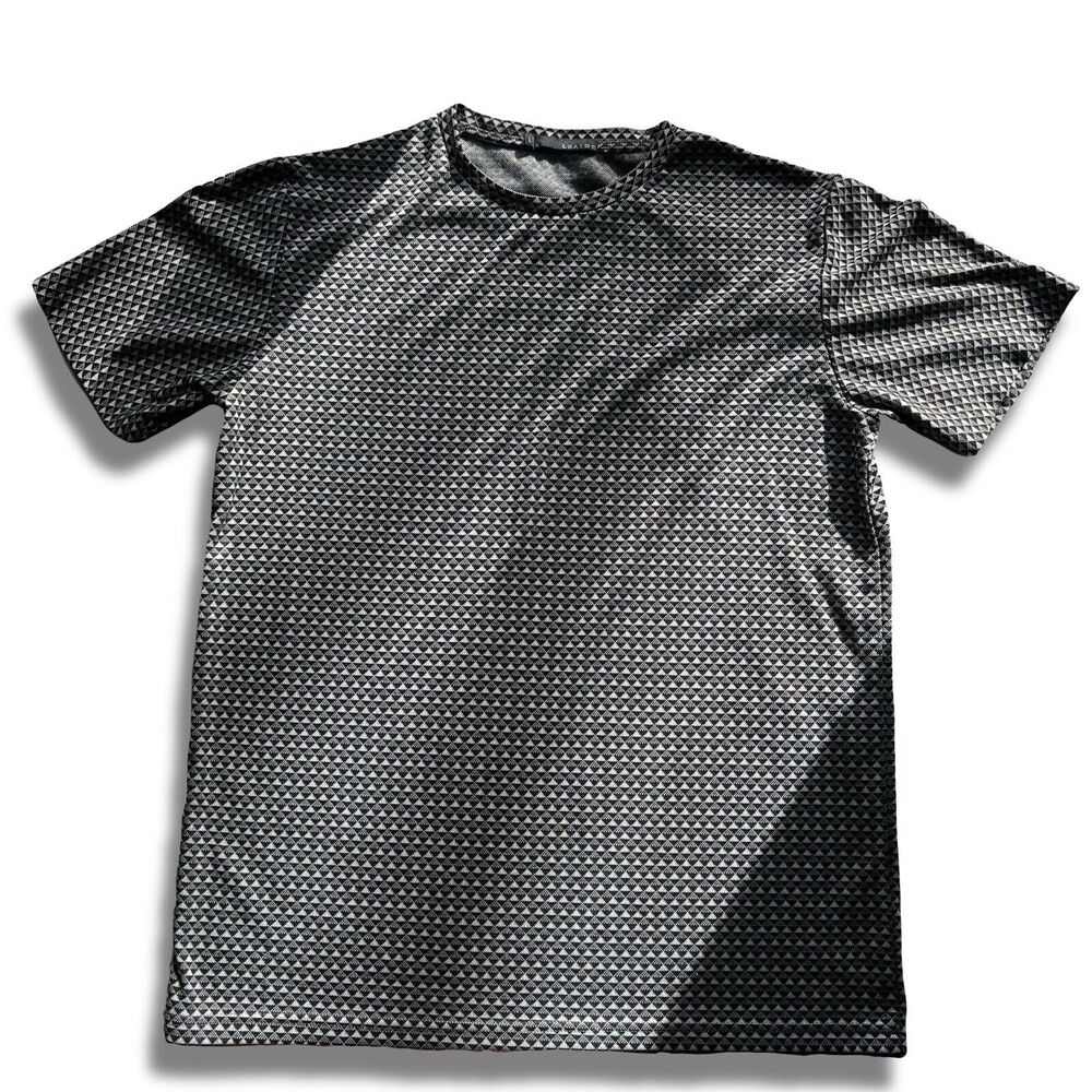 Loalde Geometric Hexagonal Crewneck Tshirt Gray Black Mens Large